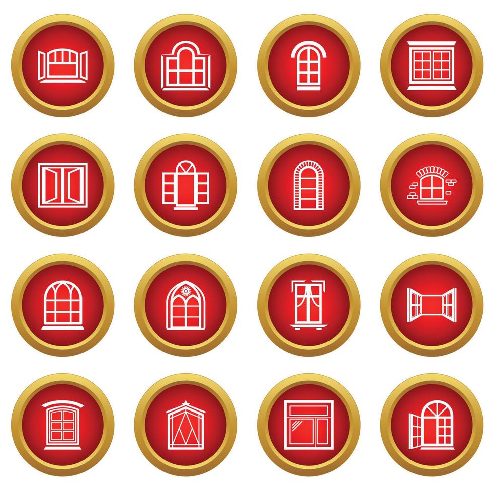 Window design icons set, simple style vector