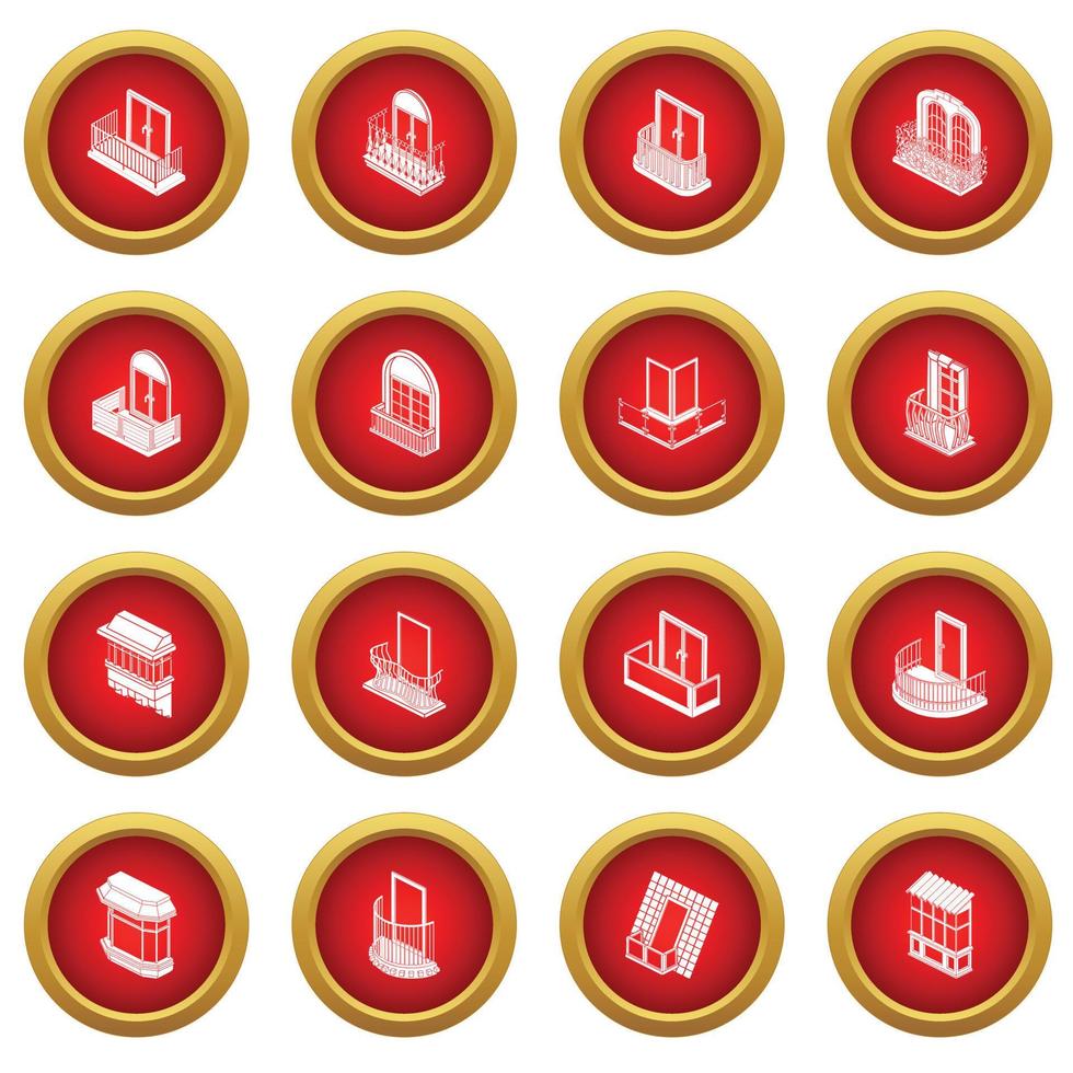 Balcony window forms icons set, simple style vector