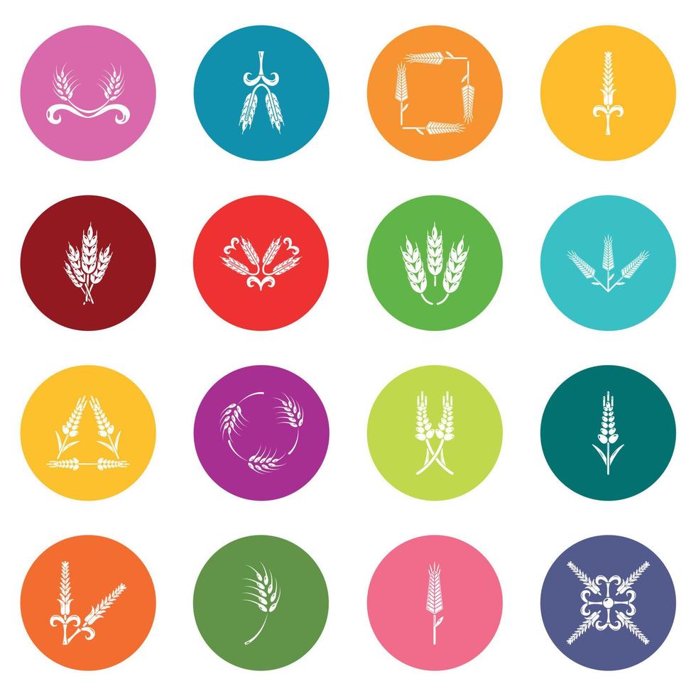 Ear corn icons set colorful circles vector