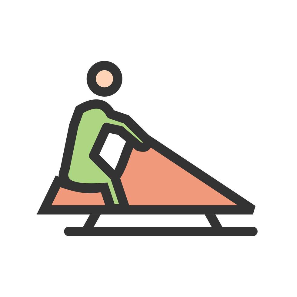 Riding Sled Filled Line Icon vector