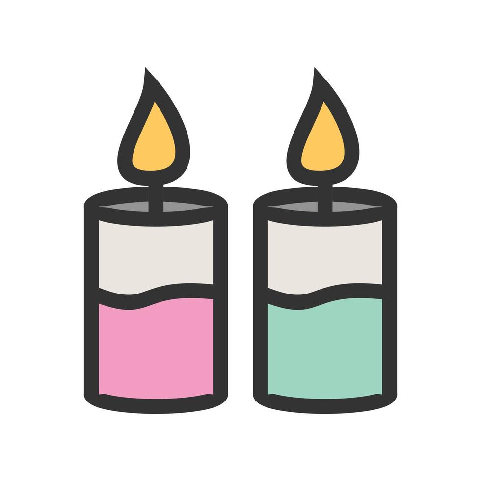 icono de línea llena de dos velas vector