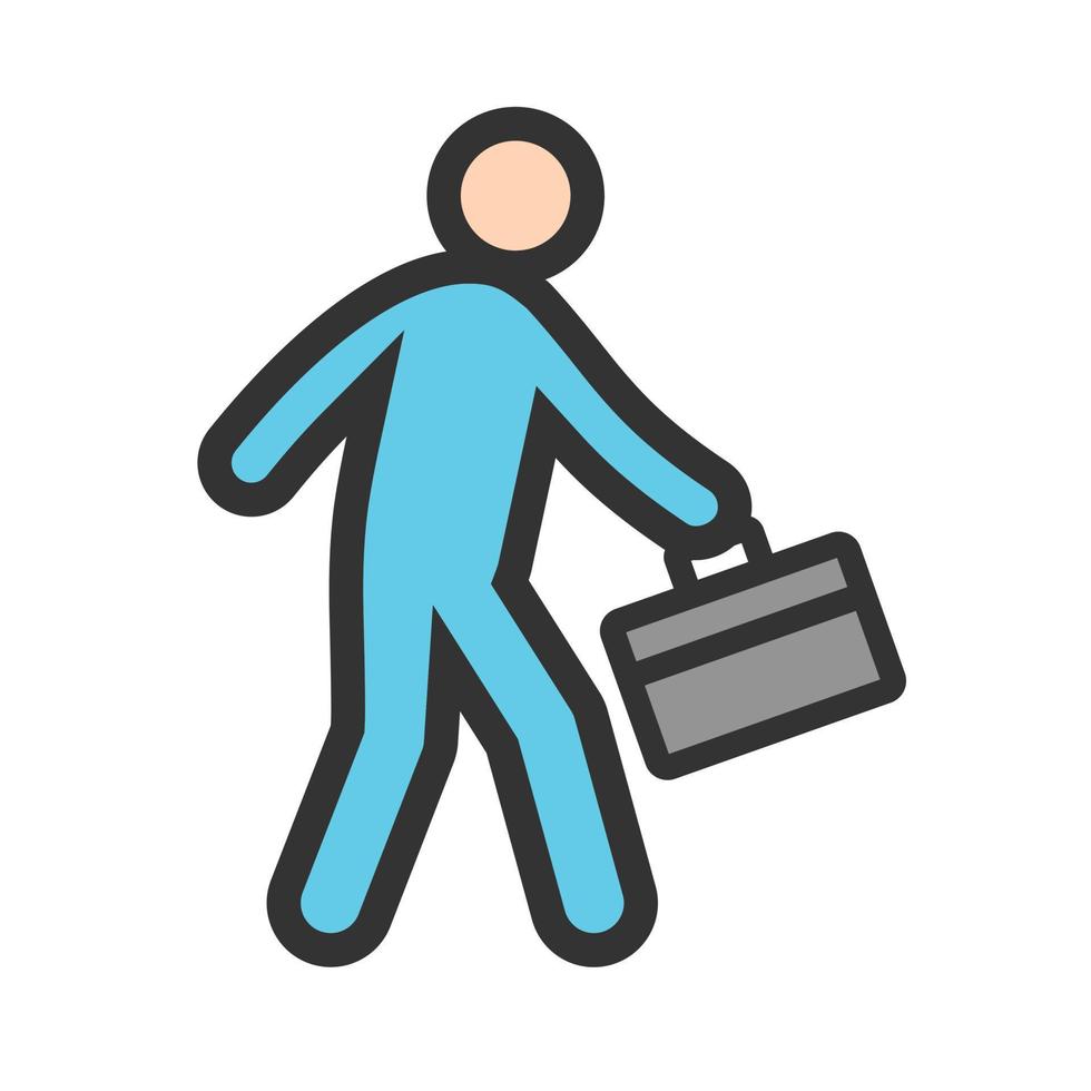 Walking with Briefcase Filled Line Icon vector