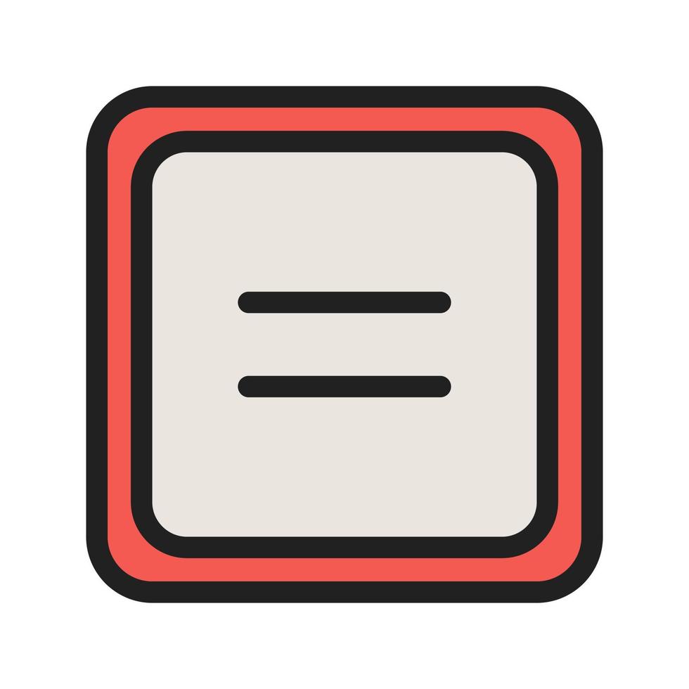 Equal to Symbol Filled Line Icon vector