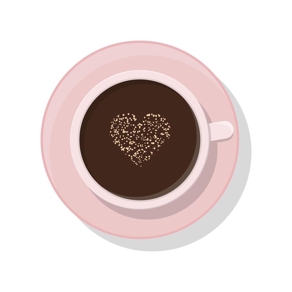 taza con una vista superior de bebida. chocolate caliente o café. vector