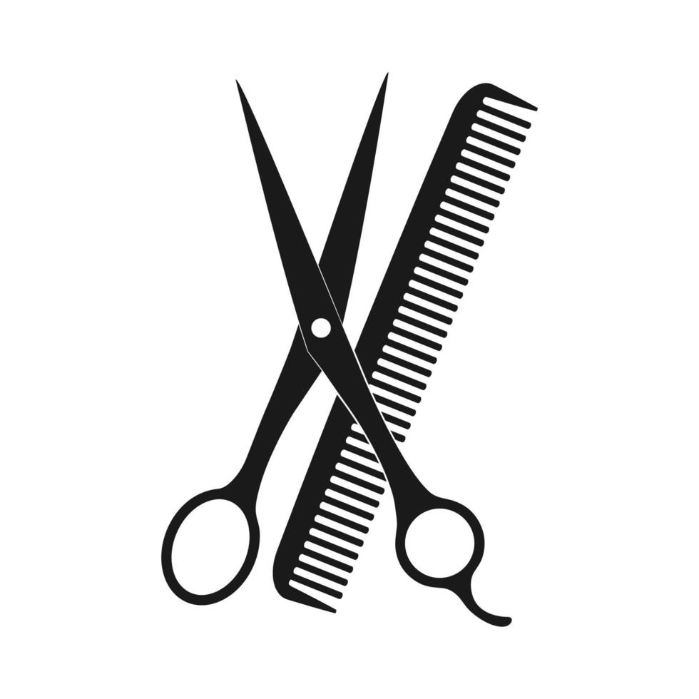 Hairdressing scissors and comb black silhouette icon vector