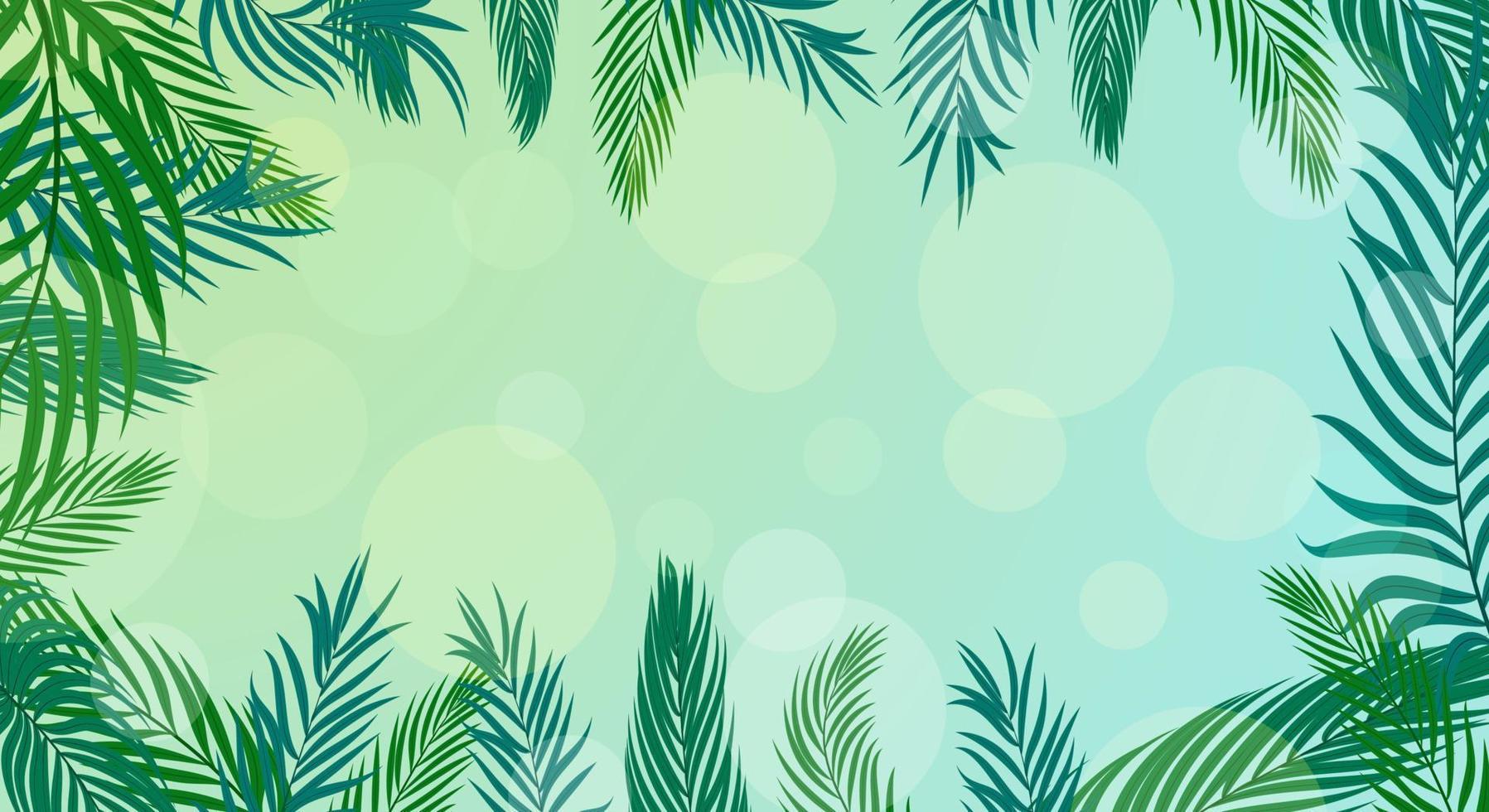 Summer tropical background with green palm leaves vector