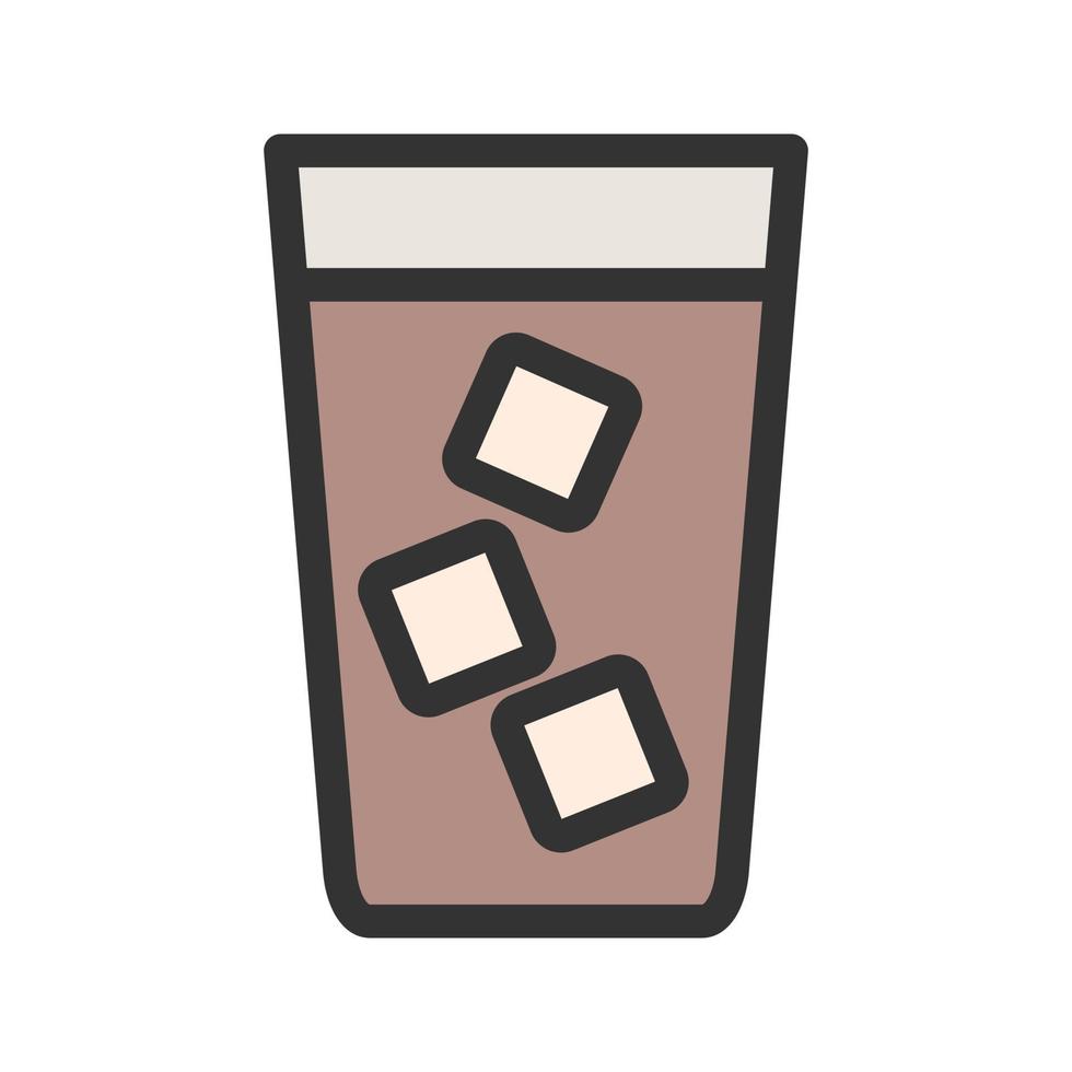 icono de línea llena de café helado vector