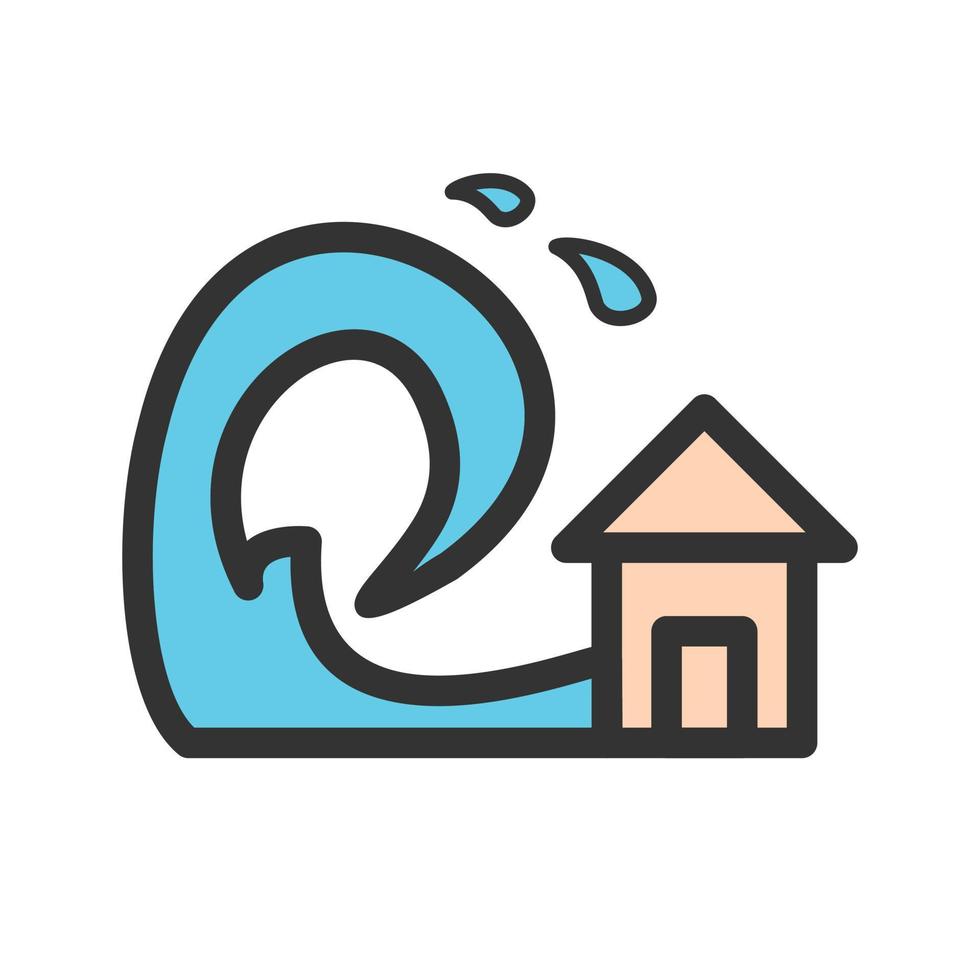 Tsunami Filled Line Icon vector