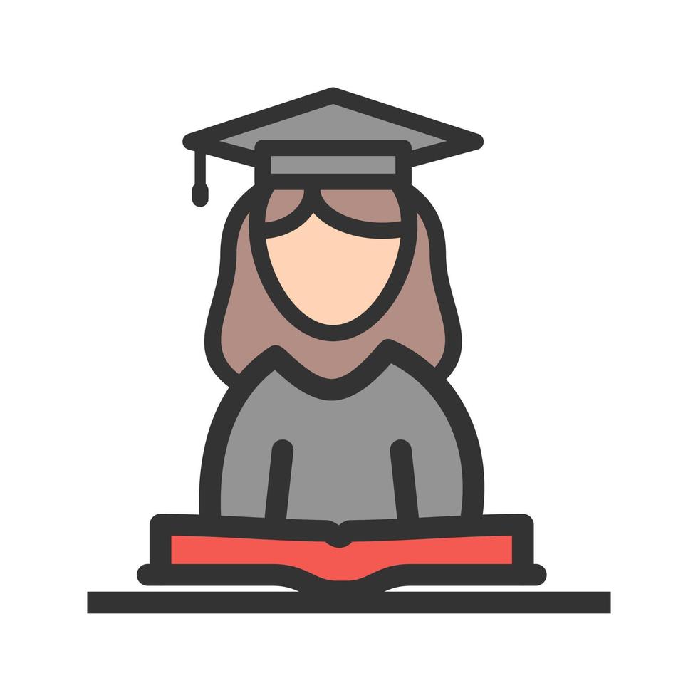 Female Student Filled Line Icon vector