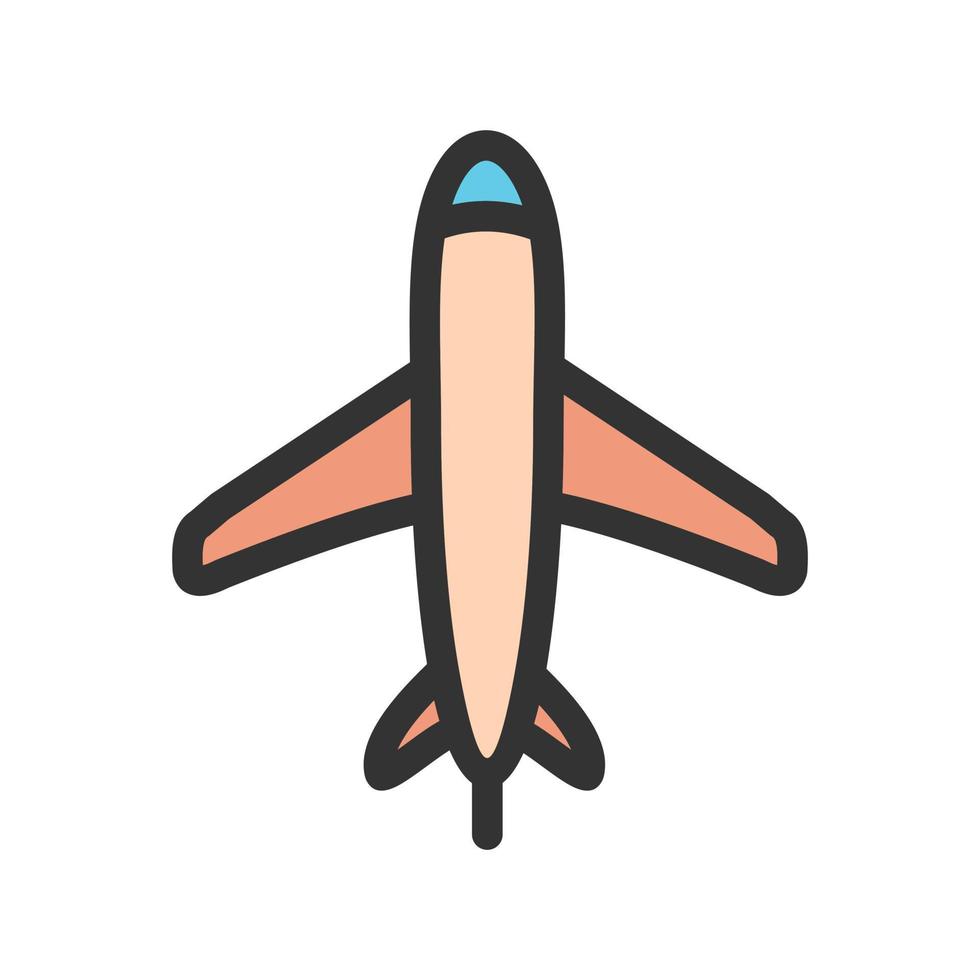 icono de línea llena de avión volador vector