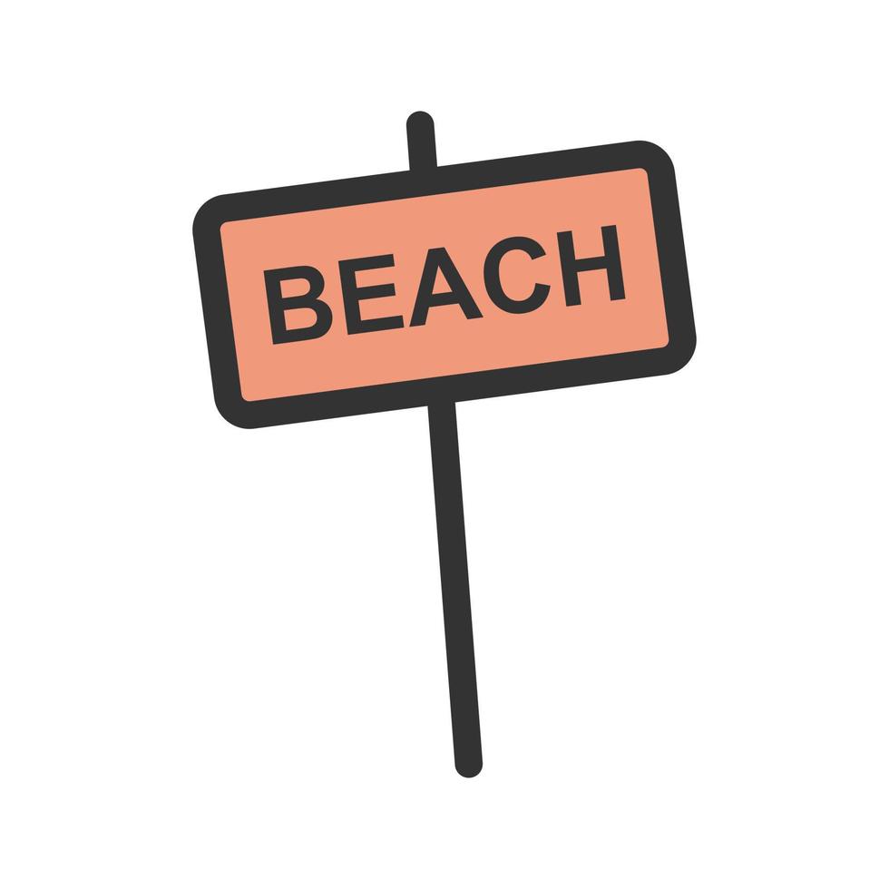 Beach Sign Filled Line Icon vector