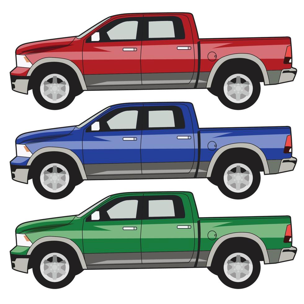 truck transportation color set side view vector design