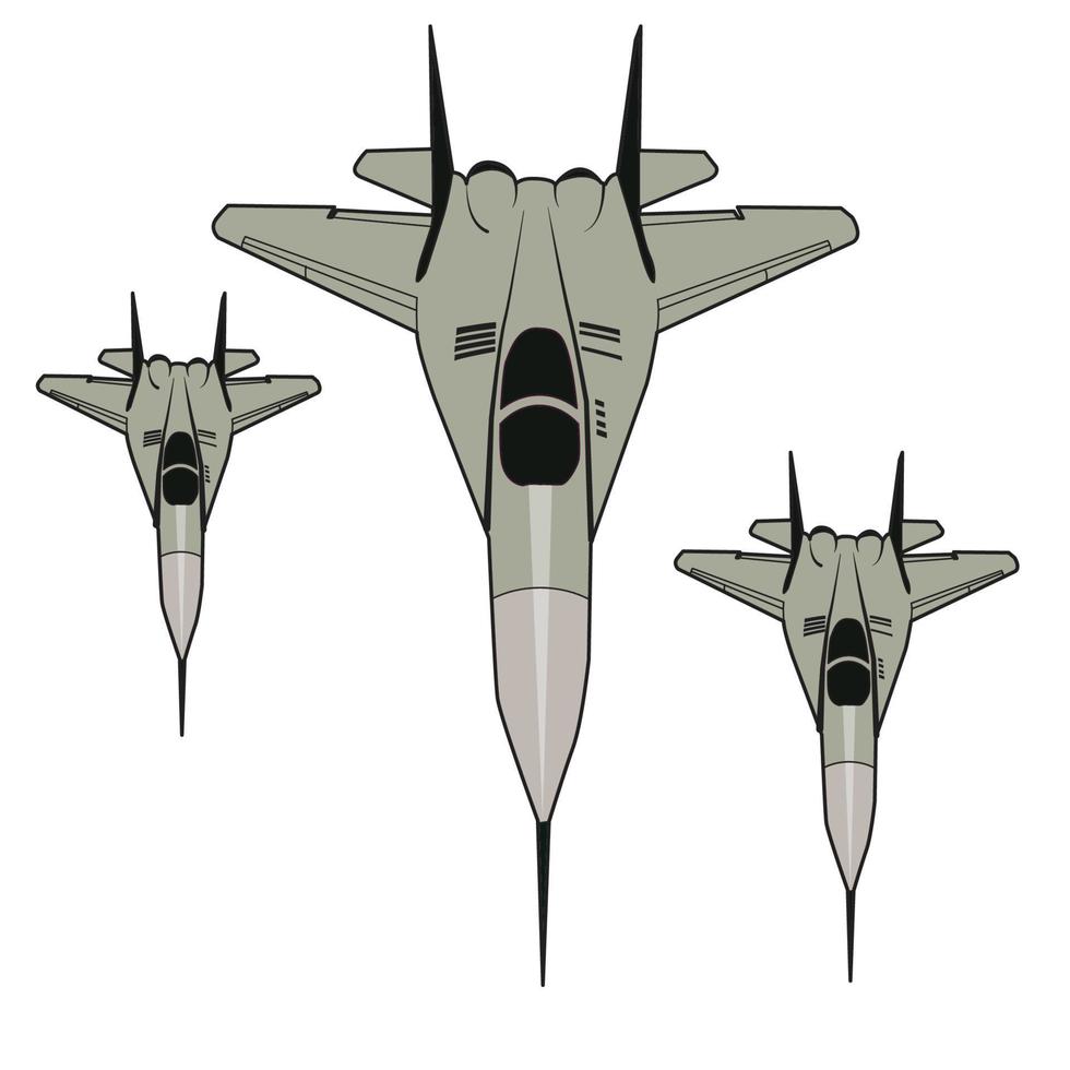 diseño vectorial de formación de tres aviones de combate vector