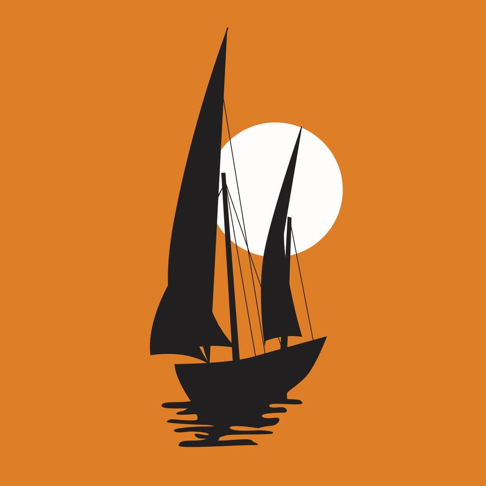 diseño de vector de puesta de sol de barco de vela