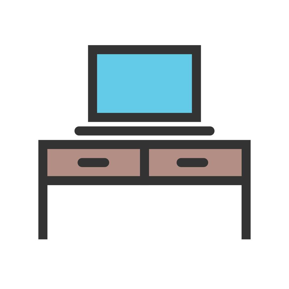 Desk and Laptop Filled Line Icon vector