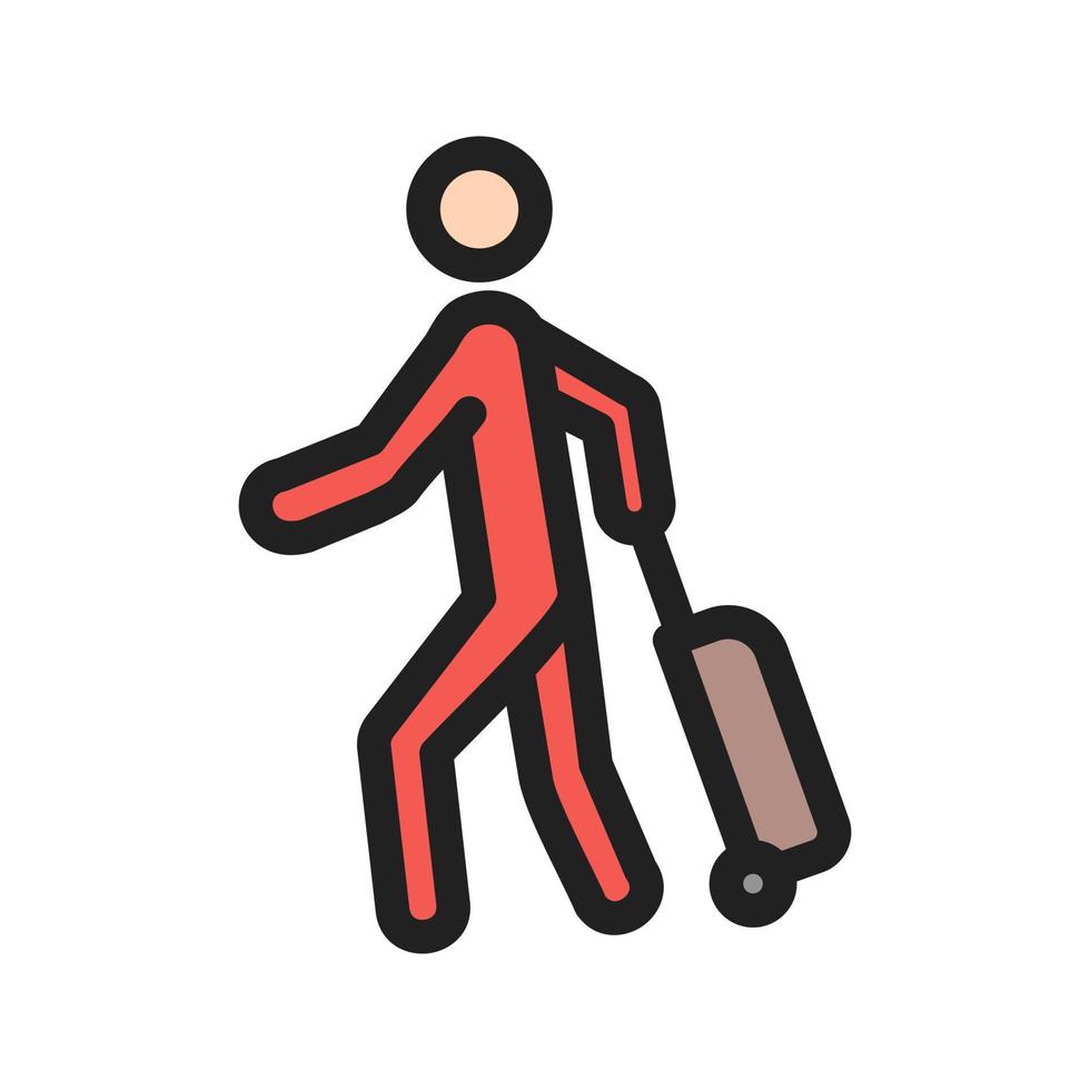 Walking with Luggage Filled Line Icon vector