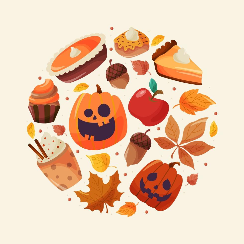 búsqueda de calabazas y recolección de manzanas para halloween icono dibujado a mano diseño creativo vector