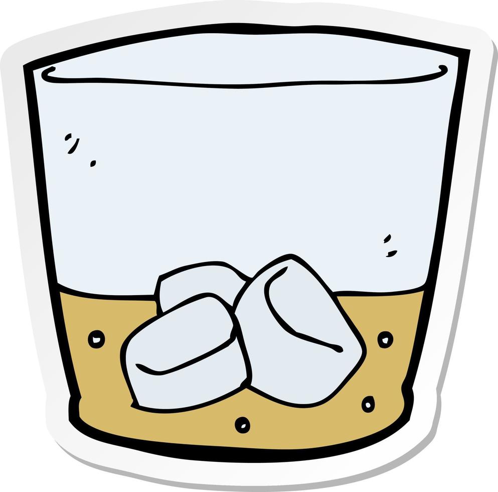 sticker of a cartoon whiskey in glass vector