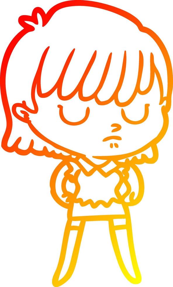 warm gradient line drawing cartoon woman vector