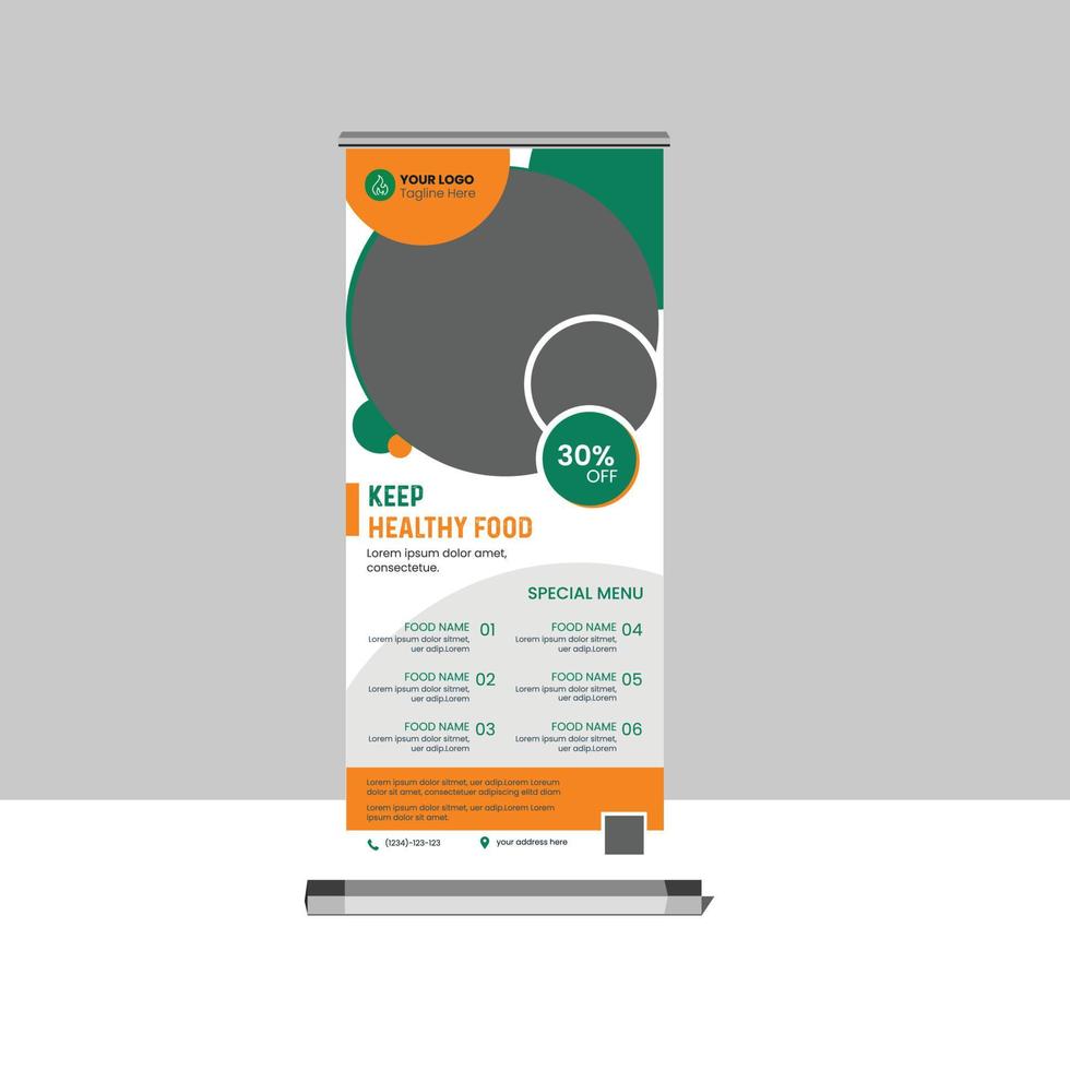 Food roll up banner template vector