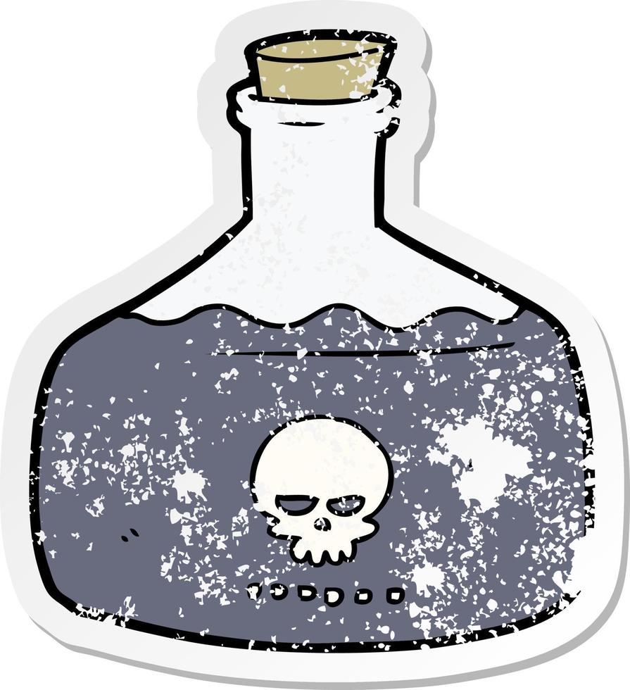 distressed sticker of a cartoon vial of assassin poison vector