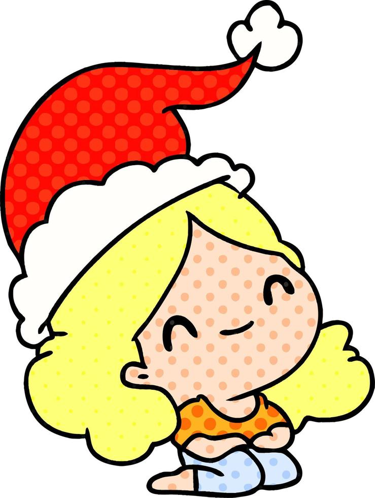 dibujos animados de navidad de chica kawaii vector