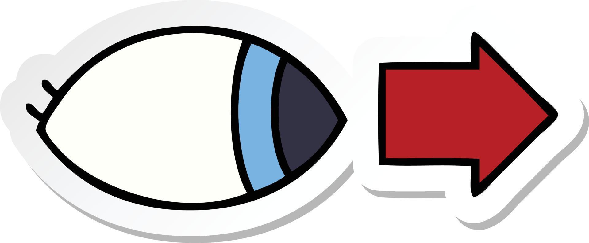 sticker of a cute cartoon eye looking to one side vector