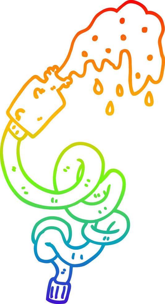 rainbow gradient line drawing cartoon hosepipe vector