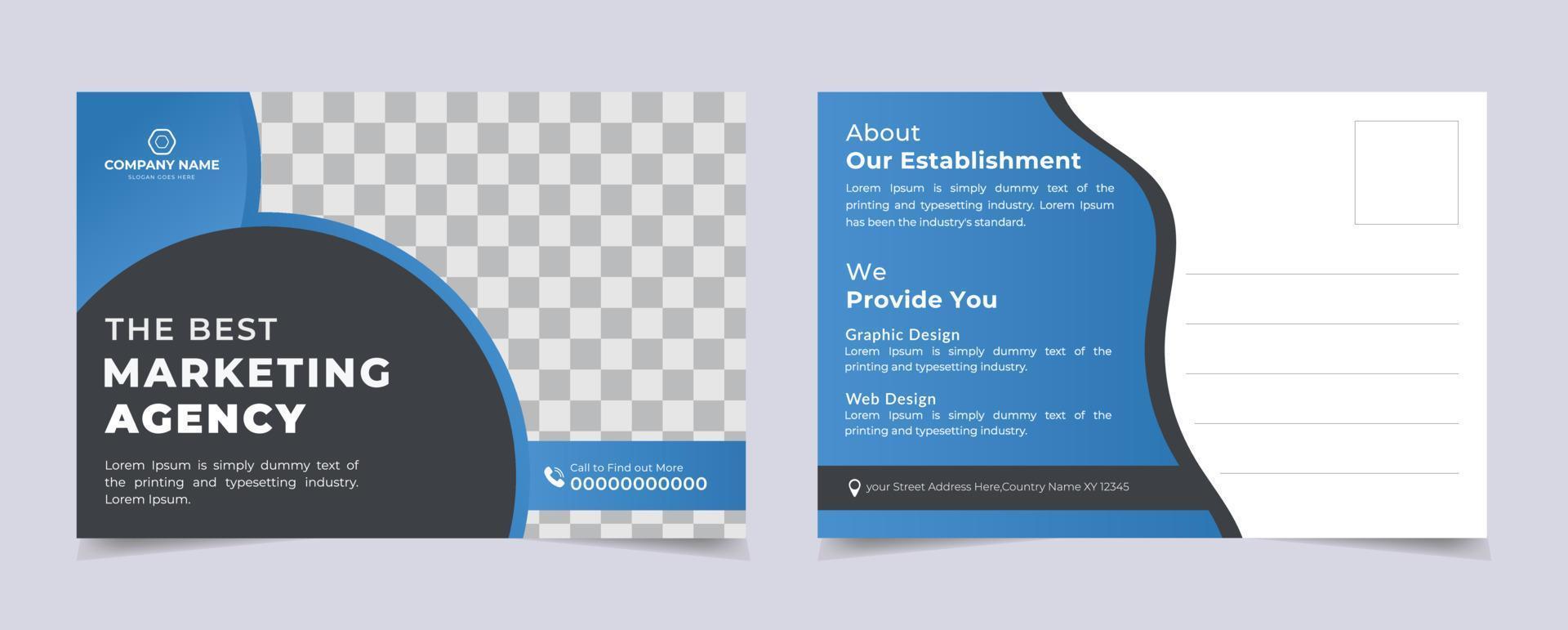 professional business postcard or EDDM postcard design template for your business agency vector