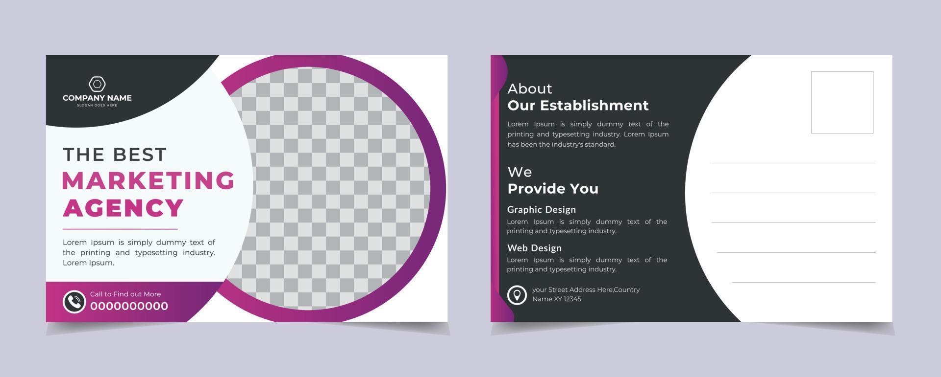 professional business postcard or EDDM postcard design template for your business agency vector