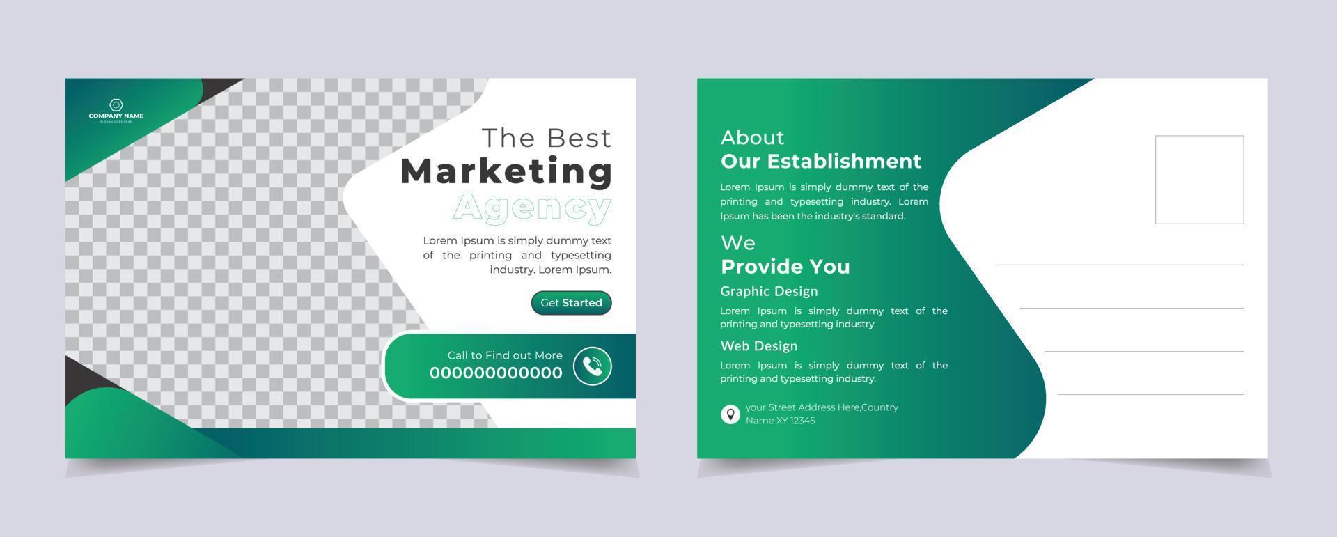 professional business postcard or EDDM postcard design template for your business agency vector