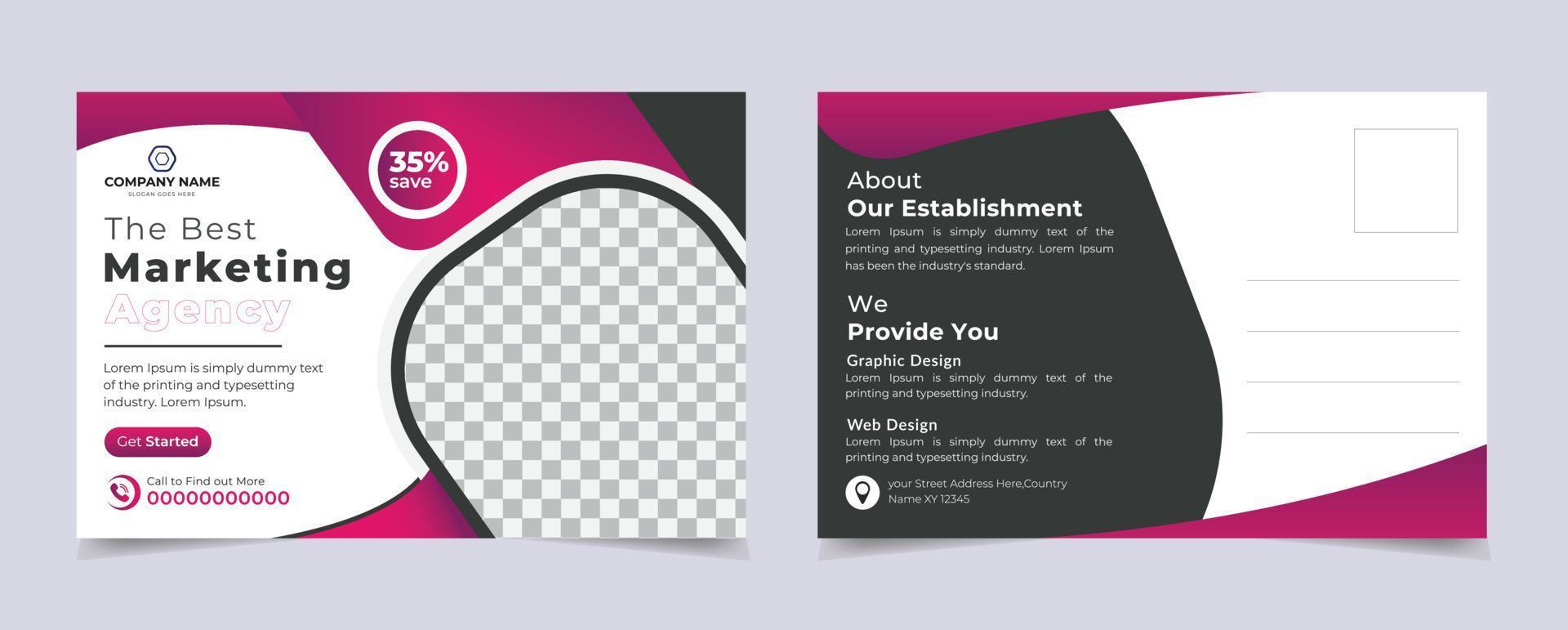 professional business postcard or EDDM postcard design template for your business agency vector