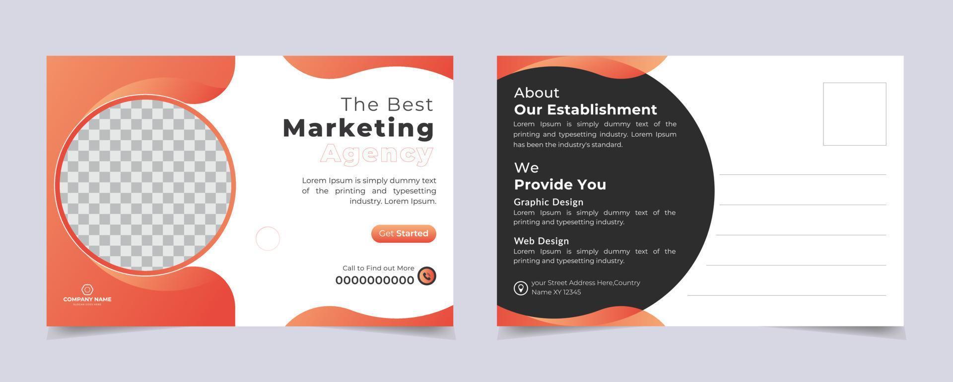 professional business postcard or EDDM postcard design template for your business agency vector