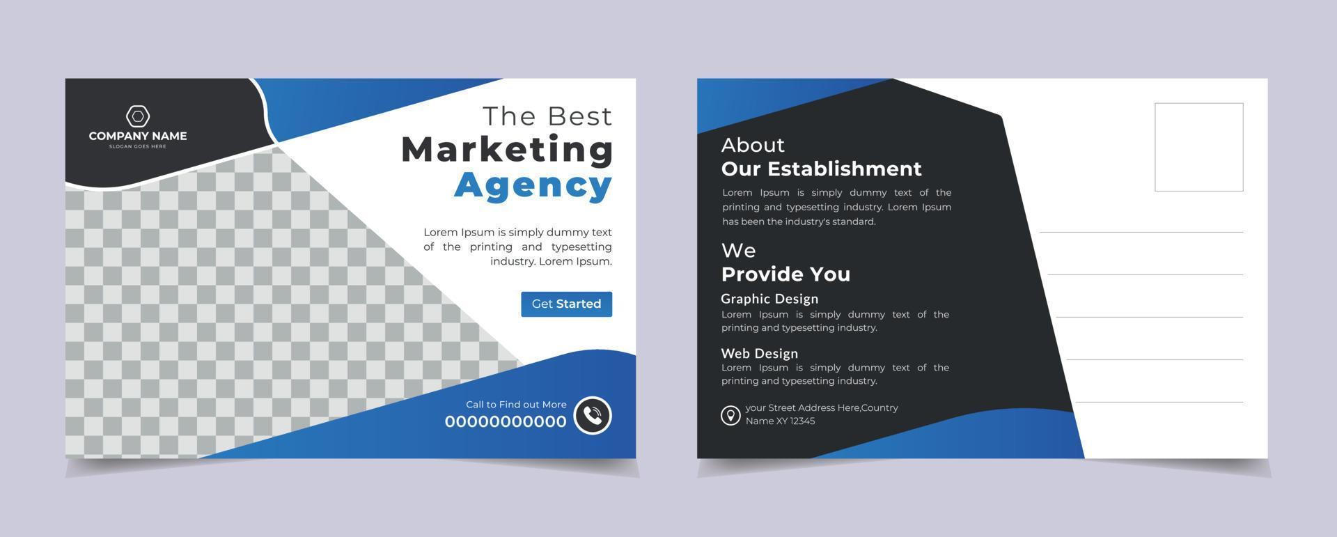 Professional Corporate Postcard  Design Layout For Your Business or agency And Printing. vector