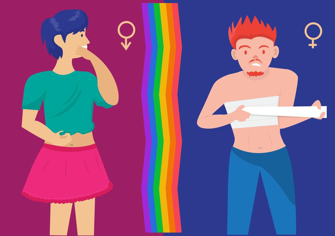 Happy Pride Month Day with LGBT Rainbow and Transgender Flag to Parade Against Violence, Discrimination, Equality or Homosexuality in Cartoon Illustration vector