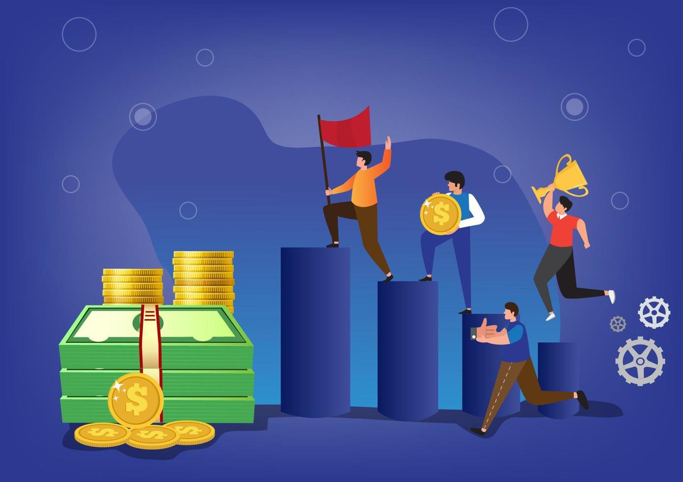 Working as a team increases your income. growth and success Team strategy for business success concept. vector