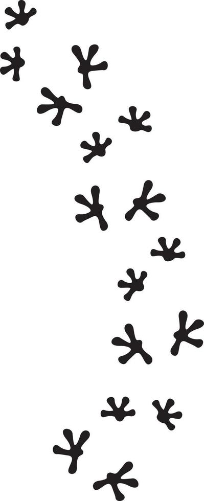 Lizard footprints black and white - print track. Vector illustration.