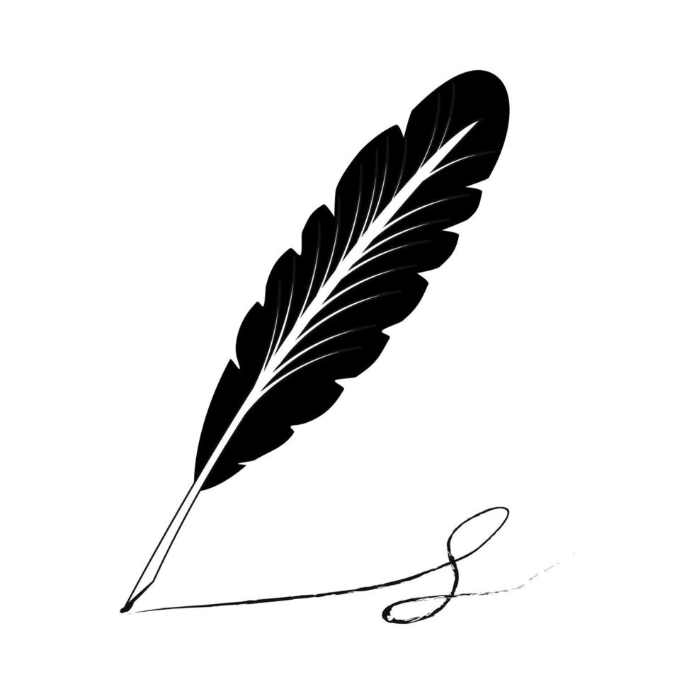 una ilustración vectorial de una vieja pluma y tinta. pluma y tinta. una imagen retro de un escrito con icono de pluma. vector