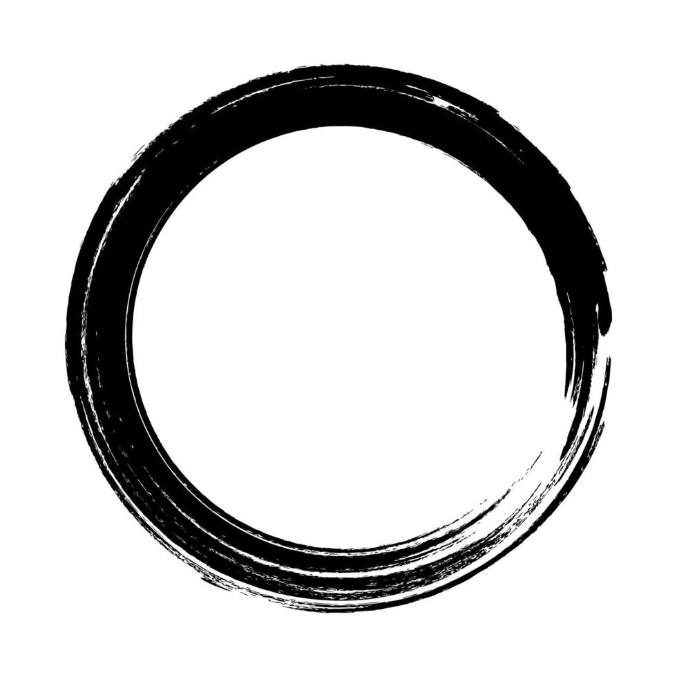 círculos de trazos de pincel vectorial de pintura sobre fondo blanco. círculo de pincel dibujado a mano con tinta. logotipo, ilustración de vector de elemento de diseño de etiqueta. círculo abstracto negro. cuadro