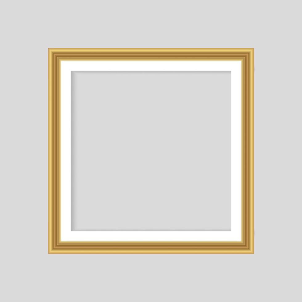 Realistic gold frame isolated on grey background. Perfect for your presentations. Vector illustration.