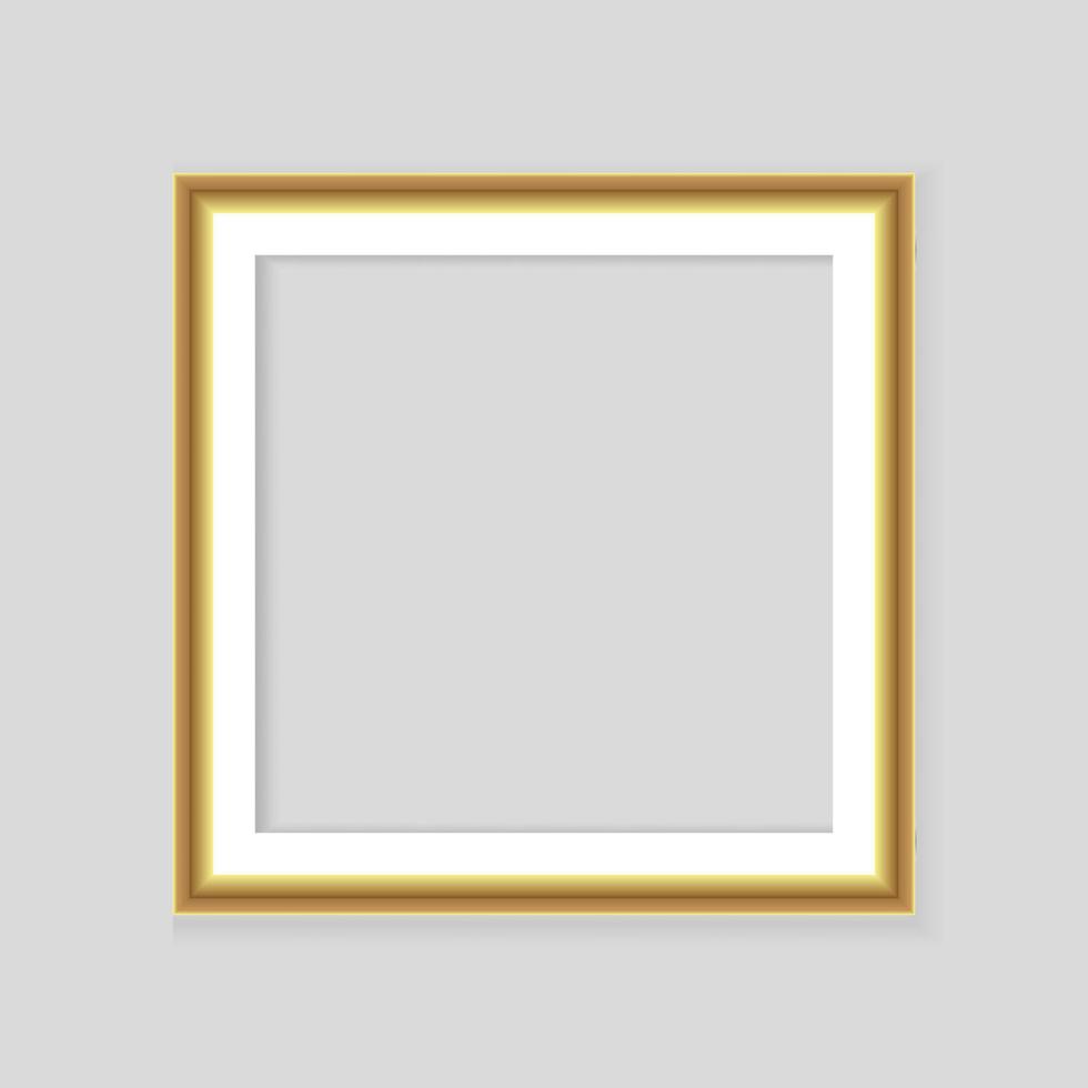 Realistic gold frame isolated on grey background. Perfect for your presentations. Vector illustration.