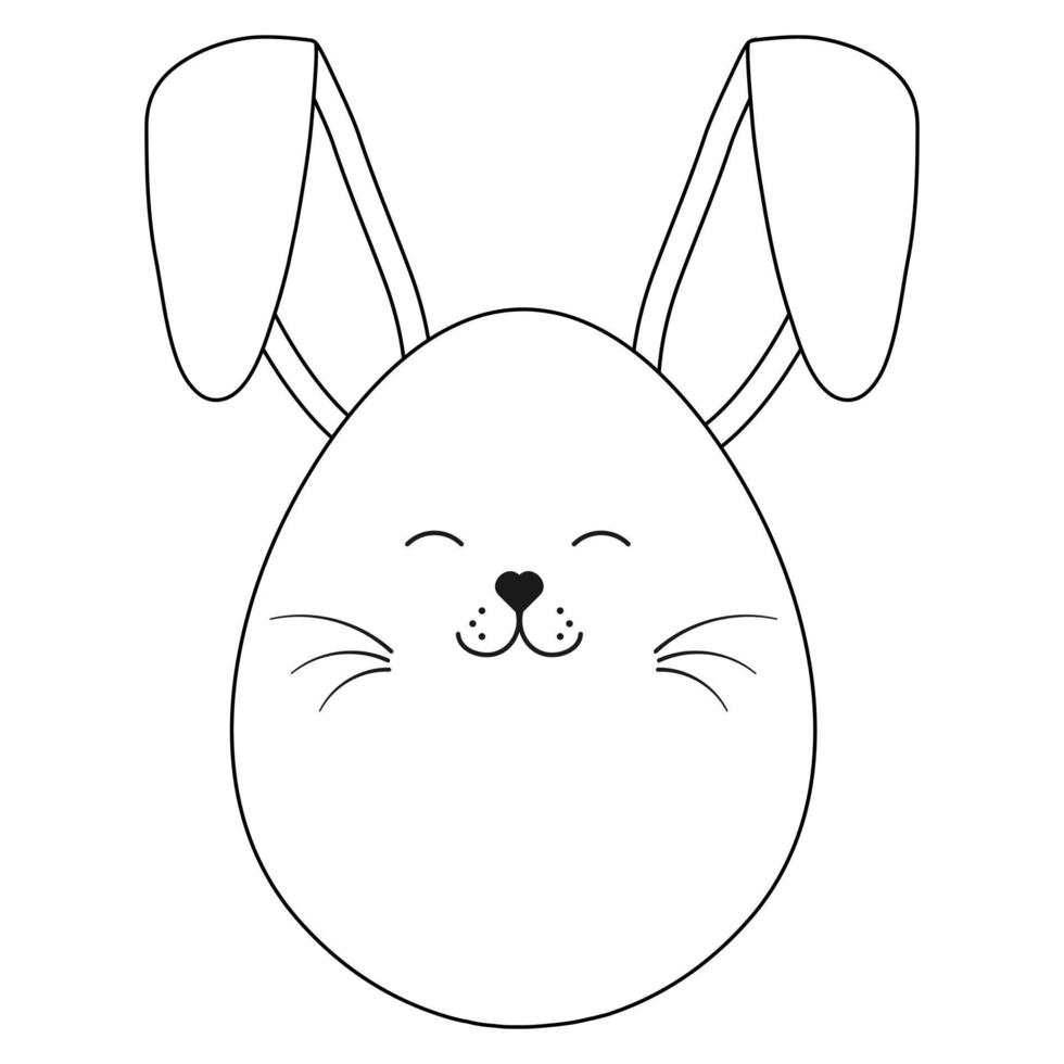 Easter egg with bunny ears and a cute face. Easter. Vector illustration isolated on white background.