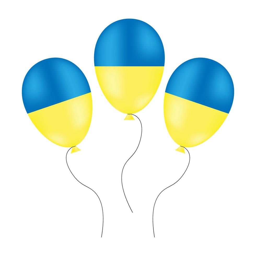 3d ukraine glossy balloon. realistic balloon in color of national ukrainian flag. vector. vector