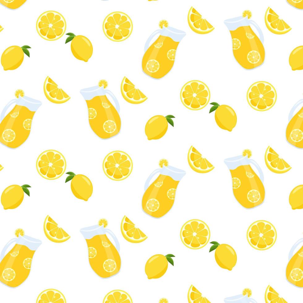 Colored background with lemon and lemonade. Vector illustration.