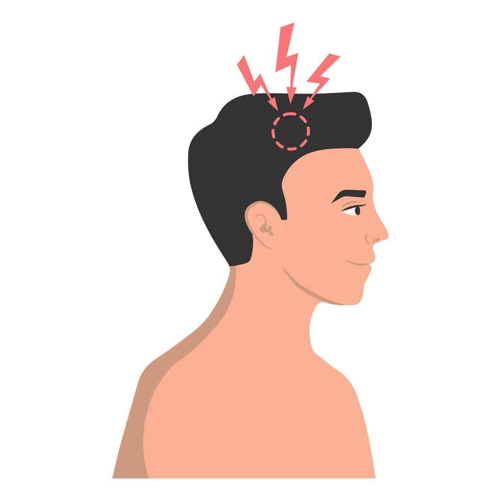 Headache as a symptom of a virus, flu, cold. Vector illustration.