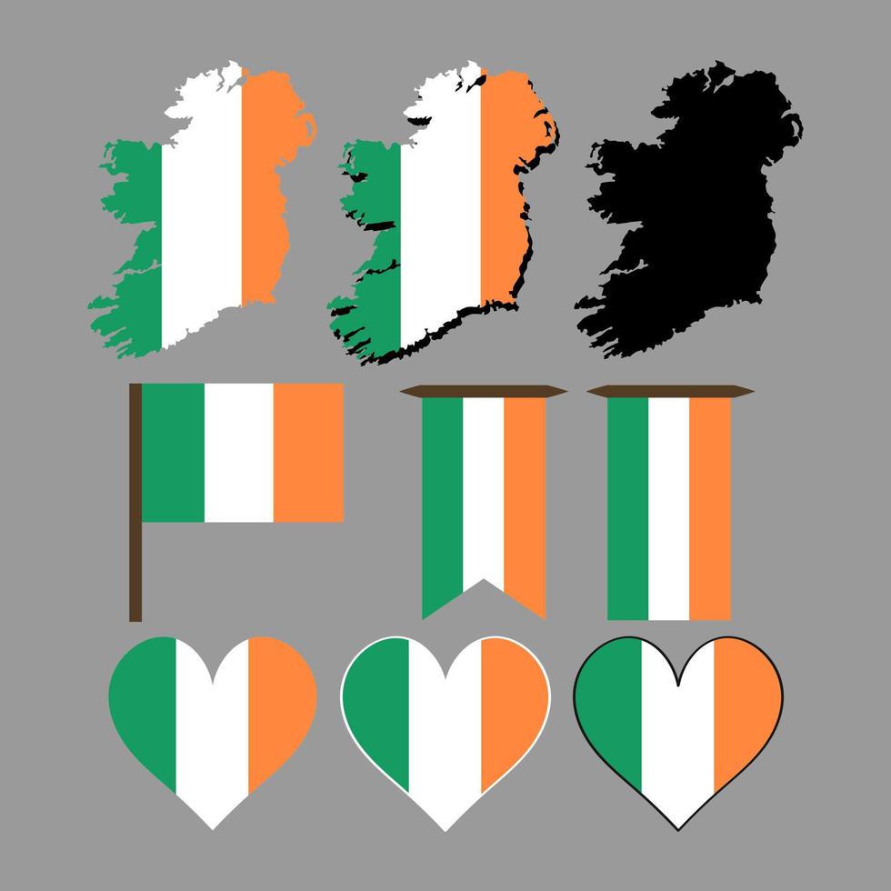 Ireland. Map and flag of Ireland. Vector illustration.