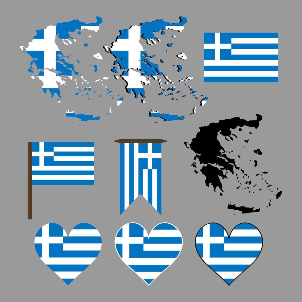 Greece. Map and flag of Greece. Vector illustration.