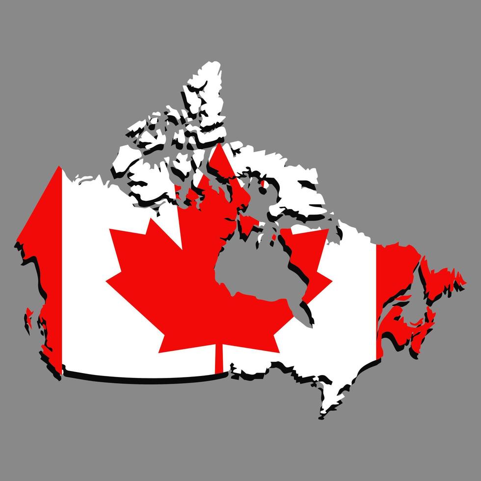 Map and flag of Canada. Vector illustration.