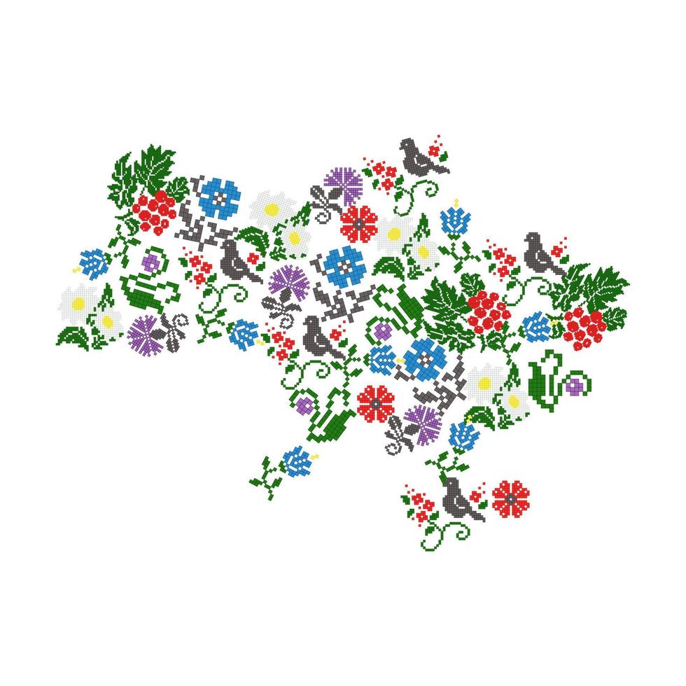 flores y mapa de ucrania. ilustración vectorial vector