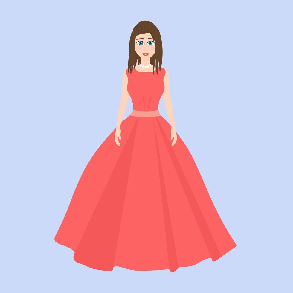 Girl in a red dress. vector